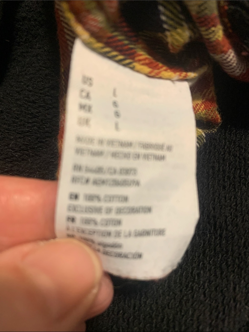 Upcycled Grateful Dead Black agraphic Hoodie with Rust Plaid Flannel Sleeves - Picture 11 of 11